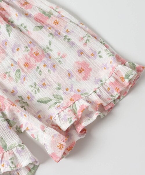 Ampersand（アンパサンド）の「フラワー柄甚平（浴衣・キッズ・ネイビー/オフホワイト・90/100/110/120/80/130/140）」の5枚目の写真