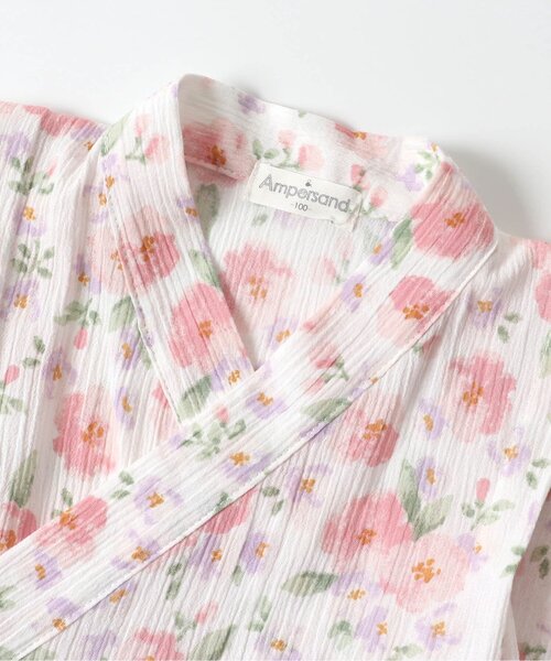 Ampersand（アンパサンド）の「フラワー柄甚平（浴衣・キッズ・ネイビー/オフホワイト・90/100/110/120/80/130/140）」の10枚目の写真