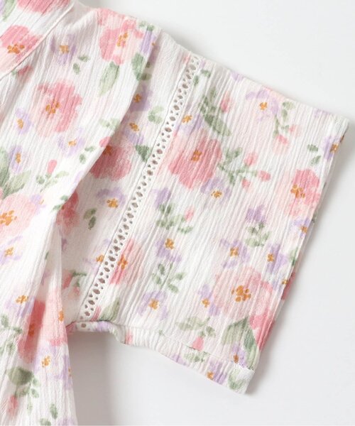 Ampersand（アンパサンド）の「フラワー柄甚平（浴衣・キッズ・ネイビー/オフホワイト・90/100/110/120/80/130/140）」の11枚目の写真