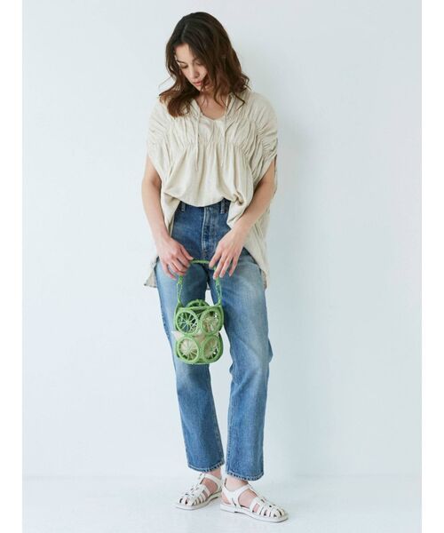 Ungrid（アングリッド）の「リネン混ギャザーノースリブラウス（シャツ/ブラウス・レディース・イエロー/ブルー/アイボリー・FREE）」の12枚目の写真