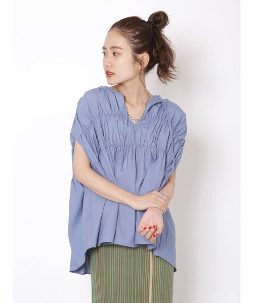 Ungrid（アングリッド）の「リネン混ギャザーノースリブラウス（シャツ/ブラウス・レディース・イエロー/ブルー/アイボリー・FREE）」の10枚目の写真