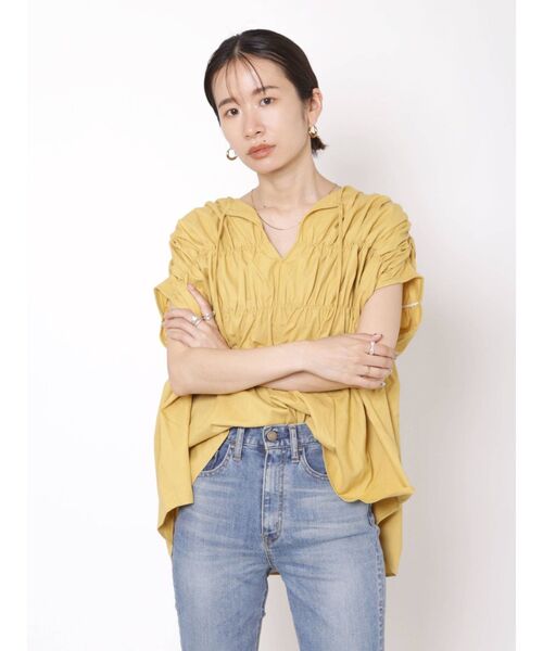 Ungrid（アングリッド）の「リネン混ギャザーノースリブラウス（シャツ/ブラウス・レディース・イエロー/ブルー/アイボリー・FREE）」の8枚目の写真