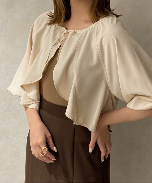 apres jour clair(アプレジュールクレア)の「【apres jour clair】ボレロブラウス【ZOZOTOWN限定アイテム】(シャツ/ブラウス・レディース・ベージュ/アイボリー/ブラック・X-LARGE/フリー)」の8枚目の写真