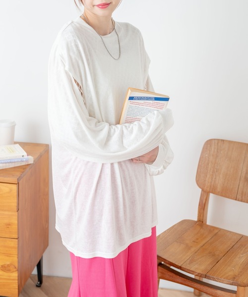 WEGO(ウィゴー)の「WEGO/2WAYカットアウトスラブロンT(Tシャツ/カットソー・レディース・ホワイト/ブラック/ライム・FREE)」の2枚目の写真