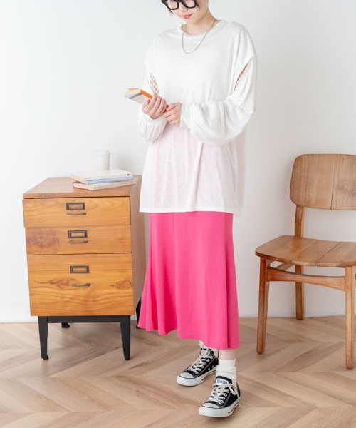 WEGO(ウィゴー)の「WEGO/2WAYカットアウトスラブロンT(Tシャツ/カットソー・レディース・ホワイト/ブラック/ライム・FREE)」の6枚目の写真