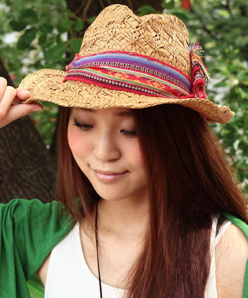 チャイハネ（チャイハネ）の「【チャイハネ】アミーゴ中折れペーパーハット（ハット・レディース・ブラウン/ベージュ・FREE）」の2枚目の写真