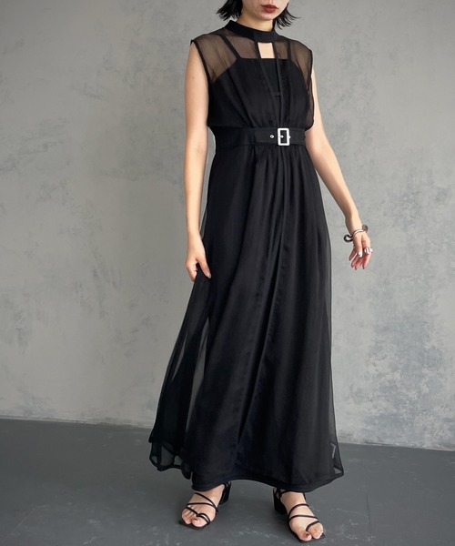 &g'aime（アンジェム）の「【&g’aime】シアーレイヤードワンピース（ワンピース・レディース・ブラック/ブラウン/チャコール・FREE）」の2枚目の写真