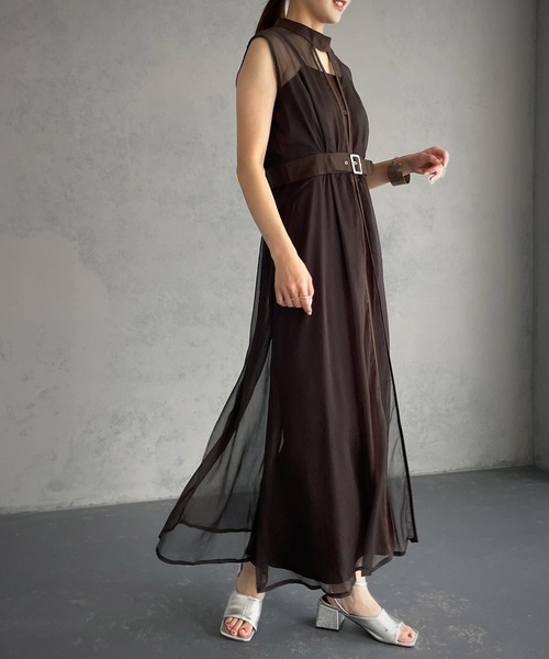 &g'aime（アンジェム）の「【&g’aime】シアーレイヤードワンピース（ワンピース・レディース・ブラック/ブラウン/チャコール・FREE）」の15枚目の写真