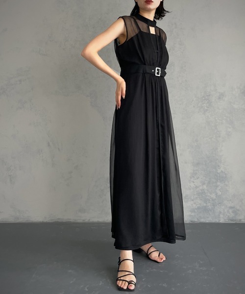 &g'aime（アンジェム）の「【&g’aime】シアーレイヤードワンピース（ワンピース・レディース・ブラック/ブラウン/チャコール・FREE）」の6枚目の写真