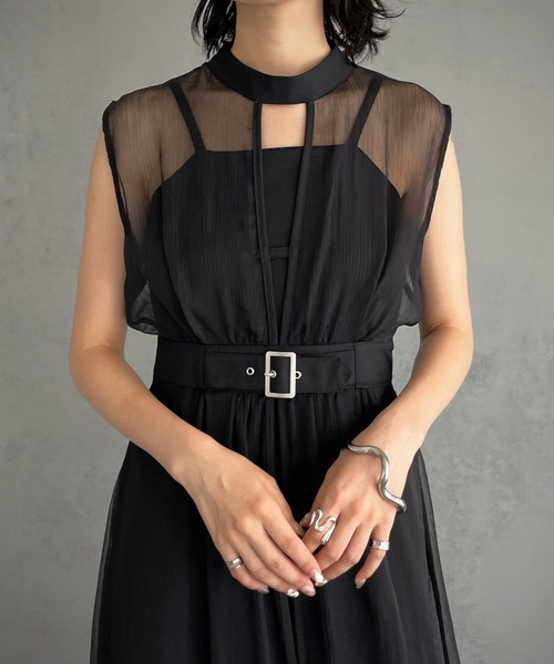 &g'aime（アンジェム）の「【&g’aime】シアーレイヤードワンピース（ワンピース・レディース・ブラック/ブラウン/チャコール・FREE）」の12枚目の写真