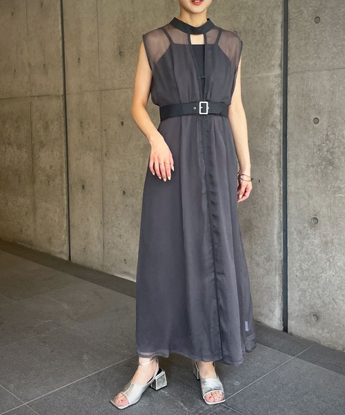 &g'aime（アンジェム）の「【&g’aime】シアーレイヤードワンピース（ワンピース・レディース・ブラック/ブラウン/チャコール・FREE）」の13枚目の写真