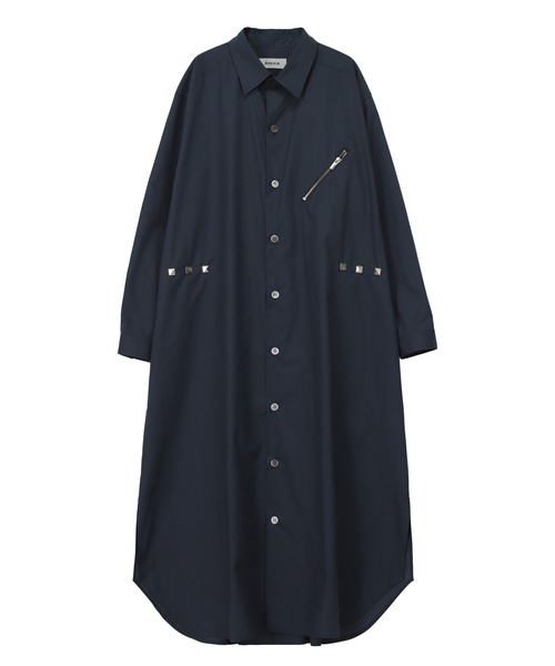 ZUCCa(ズッカ)の「スタッズシャツ/ワンピース(シャツワンピース・レディース・ホワイト/ネイビー・M size)」の2枚目の写真