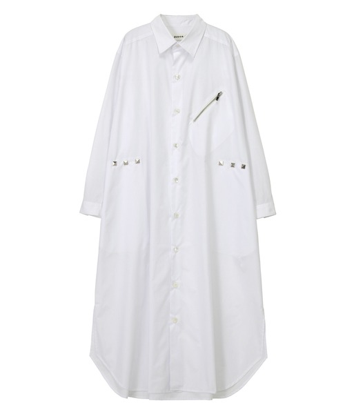 ZUCCa(ズッカ)の「スタッズシャツ/ワンピース(シャツワンピース・レディース・ホワイト/ネイビー・M size)」の3枚目の写真