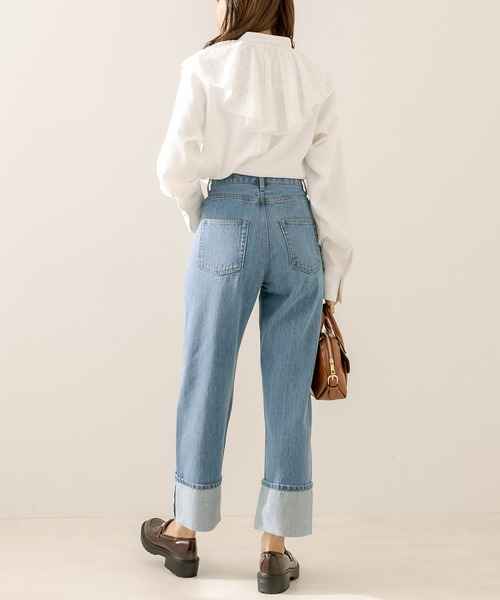 OLIVE des OLIVE（オリーブデオリーブ）の「ロールアップデニムパンツ（デニムパンツ・レディース・ブルー/ワンウォッシュ・SMALL/MEDIUM）」の5枚目の写真