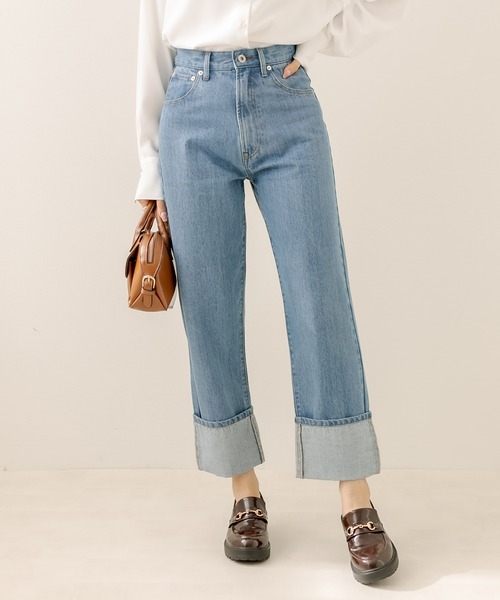 OLIVE des OLIVE（オリーブデオリーブ）の「ロールアップデニムパンツ（デニムパンツ・レディース・ブルー/ワンウォッシュ・SMALL/MEDIUM）」の6枚目の写真