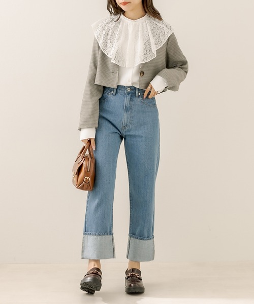 OLIVE des OLIVE（オリーブデオリーブ）の「ロールアップデニムパンツ（デニムパンツ・レディース・ブルー/ワンウォッシュ・SMALL/MEDIUM）」の9枚目の写真