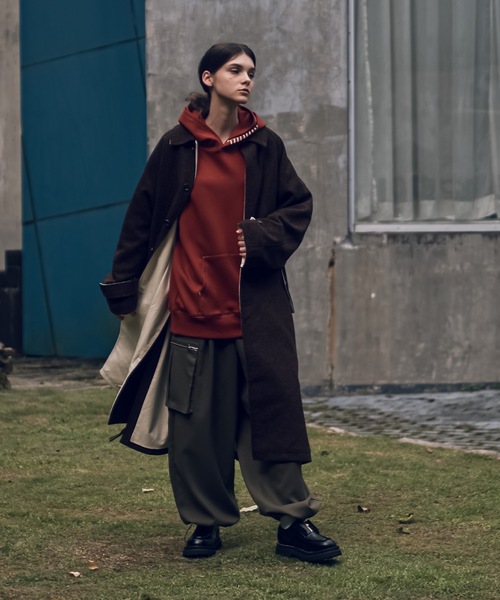 shiki tokyo（シキトウキョウ）の「Oversized Handstitch Double Hood Parkar / オーバーサイズハンドステッチダブルフードパーカー（パーカー・メンズ・グリーン/テラコッタ・SMALL/MEDIUM/LARGE）」の17枚目の写真