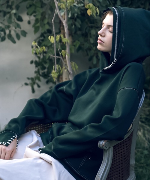 shiki tokyo（シキトウキョウ）の「Oversized Handstitch Double Hood Parkar / オーバーサイズハンドステッチダブルフードパーカー（パーカー・メンズ・グリーン/テラコッタ・SMALL/MEDIUM/LARGE）」の22枚目の写真