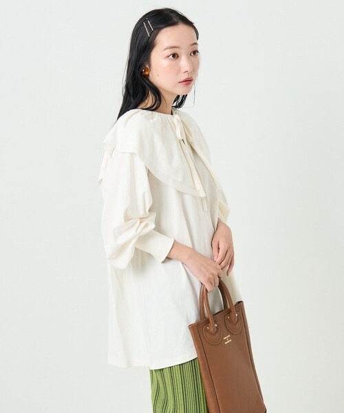 FREAK'S STORE（フリークスストア）の「2wayダブルフリルリボンカットTEE（Tシャツ/カットソー・レディース・オフホワイト/ブラック/ピンク・ﾌﾘ-）」の18枚目の写真