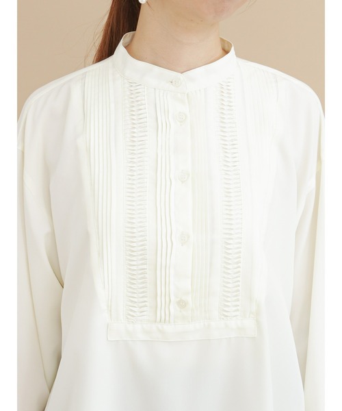 Te chichi(テチチ)の「ピンタックチュニックシャツ(チュニック・レディース・カーキ/チャコール/オフホワイト・フリ-)」の12枚目の写真