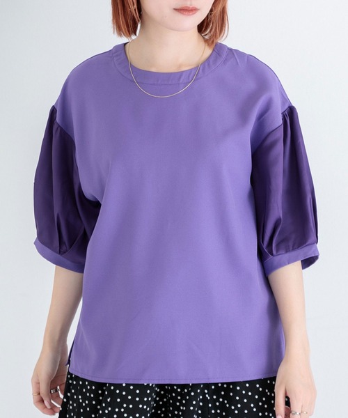 Paradise Picnic（パラダイスピクニック）の「サテン切替ビッグプルオーバー（Tシャツ/カットソー・レディース・ブラック/ベージュ/パープル・FREE）」の9枚目の写真