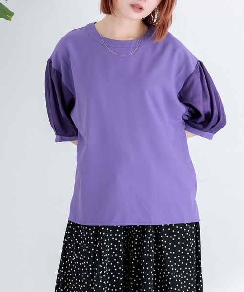 Paradise Picnic（パラダイスピクニック）の「サテン切替ビッグプルオーバー（Tシャツ/カットソー・レディース・ブラック/ベージュ/パープル・FREE）」の11枚目の写真