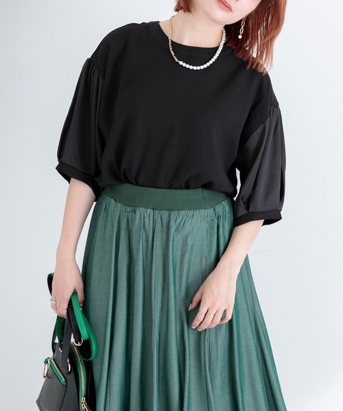 Paradise Picnic（パラダイスピクニック）の「サテン切替ビッグプルオーバー（Tシャツ/カットソー・レディース・ブラック/ベージュ/パープル・FREE）」の12枚目の写真