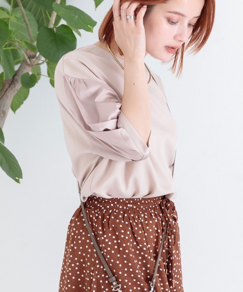 Paradise Picnic（パラダイスピクニック）の「サテン切替ビッグプルオーバー（Tシャツ/カットソー・レディース・ブラック/ベージュ/パープル・FREE）」の4枚目の写真