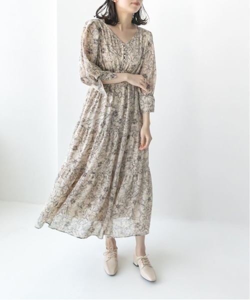 RANDA(ランダ)の「フラワープリントワンピース(ワンピース・レディース・ブラック/ベージュ/ピンク・1/0)」の17枚目の写真
