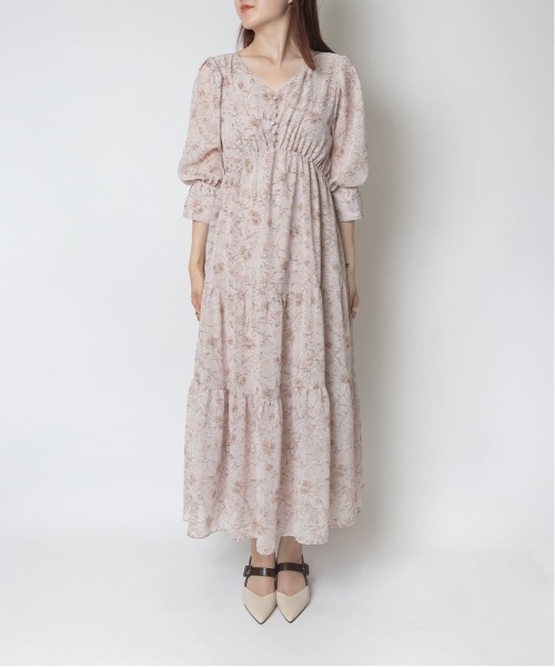 RANDA(ランダ)の「フラワープリントワンピース(ワンピース・レディース・ブラック/ベージュ/ピンク・1/0)」の7枚目の写真