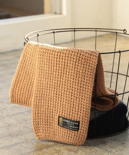 BEAMS(ビームス)の「ROBERT MACKIE × BEAMS / 別注 POPCORN MUFFLER(マフラー・メンズ・グレー/ライトブラウン/ネイビー/ブラック/オフホワイト・ONE SIZE)」の4枚目の写真