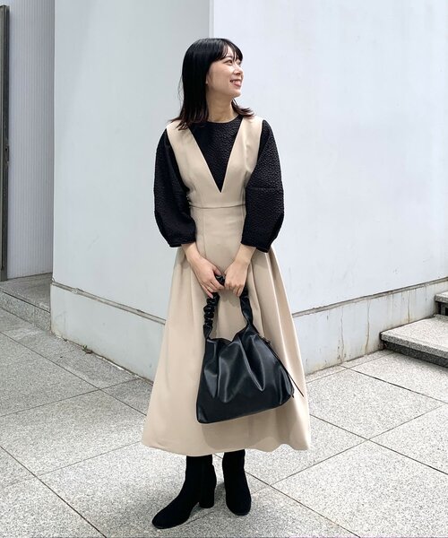 OPAQUE.CLIP（オペークドットクリップ）の「◆スクエアトゥ円柱ヒールショートブーツ（ブーツ・レディース・ベージュ系6/ホワイト/ブラック系6・03/02）」の5枚目の写真