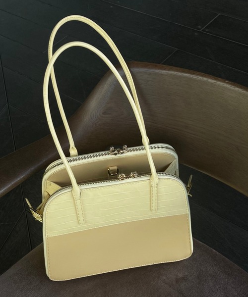 CISLYS(シスリス)の「【CISLYS】Docking croco BAG(ハンドバッグ・レディース・ベージュ/ブラック・FREE)」の8枚目の写真