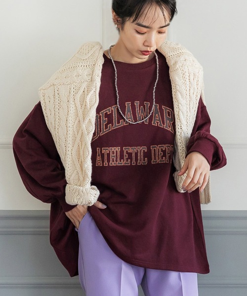 coca(coca)(コカ)の「アソートプリントオーバースウェット(スウェット・レディース・ネイビー/ワインレッド/ライトグレー/ホワイト・M/L)」の4枚目の写真