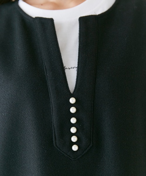 INCEDE（インシード）の「スキッパーフロント メルトンジャンパースカート（ジャンパースカート・レディース・ブラック/オフホワイト/グレー・M/L/LL/3L/4L）」の12枚目の写真