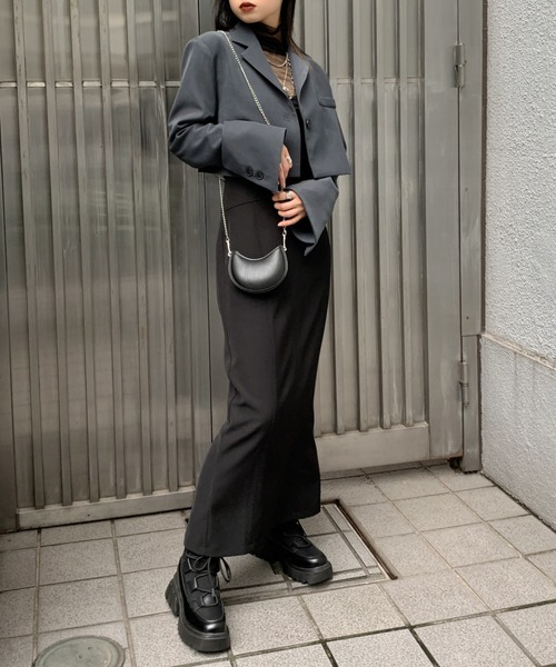 LVEU.（ラブユ.）の「【セットアップ対応】2way high waist tight skirt / 2WAYハイウエストタイトスカート（サスペンダー付き）（スカート・レディース・ブラック/ブラウン/マスタード・FREE）」の15枚目の写真