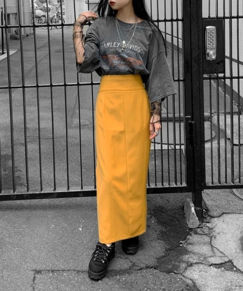 LVEU.（ラブユ.）の「【セットアップ対応】2way high waist tight skirt / 2WAYハイウエストタイトスカート（サスペンダー付き）（スカート・レディース・ブラック/ブラウン/マスタード・FREE）」の4枚目の写真