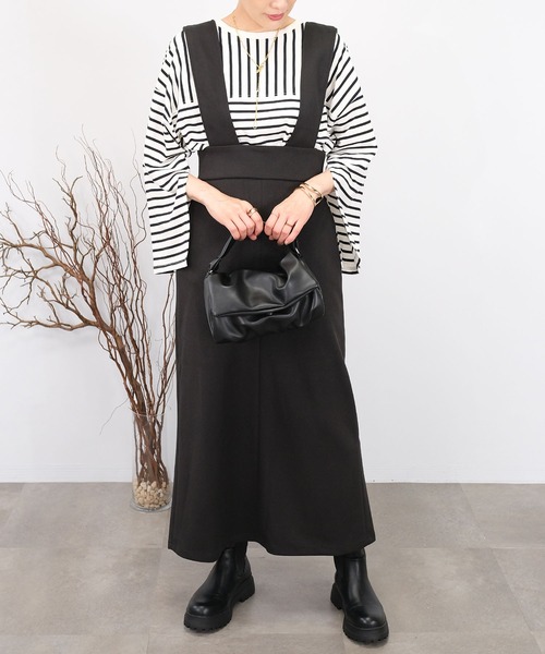 ANDJ(アンドジェイ)の「【2022/AW】パネルボーダー袖スリットTシャツ(Tシャツ/カットソー・レディース・ブラック/オフホワイト/ブラウン・M)」の4枚目の写真
