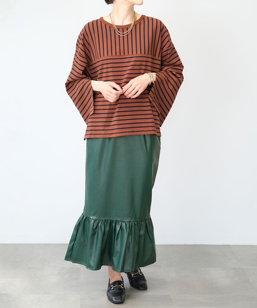 ANDJ(アンドジェイ)の「【2022/AW】パネルボーダー袖スリットTシャツ(Tシャツ/カットソー・レディース・ブラック/オフホワイト/ブラウン・M)」の20枚目の写真