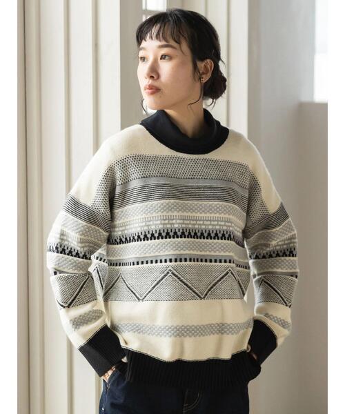 CRAFT STANDARD BOUTIQUE（クラフトスタンダードブティック）の「ジャガードプルオーバー　◆（ニット/セーター・レディース・グレー/アイボリー・FREE）」の3枚目の写真