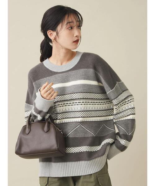 CRAFT STANDARD BOUTIQUE（クラフトスタンダードブティック）の「ジャガードプルオーバー　◆（ニット/セーター・レディース・グレー/アイボリー・FREE）」の4枚目の写真