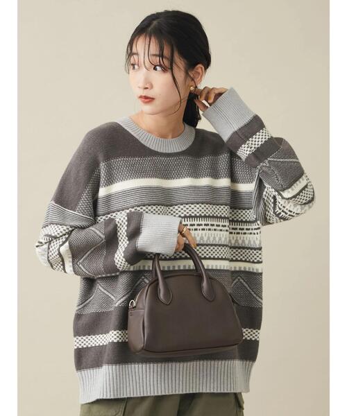 CRAFT STANDARD BOUTIQUE（クラフトスタンダードブティック）の「ジャガードプルオーバー　◆（ニット/セーター・レディース・グレー/アイボリー・FREE）」の5枚目の写真