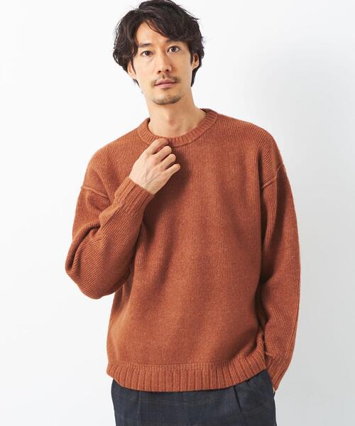 green label relaxing（グリーンレーベルリラクシング）の「Morley  クルー ニット（ニット/セーター・メンズ・ブラウン/ダークグリーン/オフホワイト・S/M/L）」の5枚目の写真