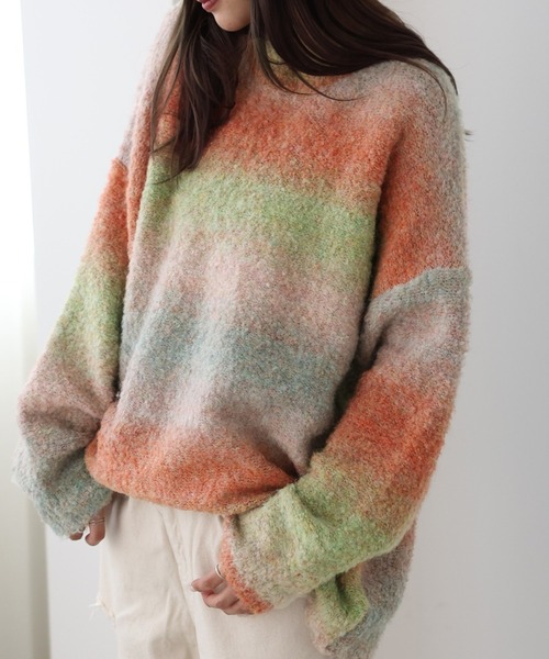 Girly Doll（ガーリードール）の「グラデーションカラーニットセーター（ニット/セーター・レディース・グレー/パープル/ブルー/キャメル/ピンク/オレンジ/ブラウン・F）」の6枚目の写真