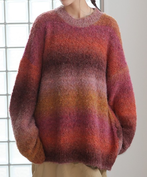 Girly Doll（ガーリードール）の「グラデーションカラーニットセーター（ニット/セーター・レディース・グレー/パープル/ブルー/キャメル/ピンク/オレンジ/ブラウン・F）」の7枚目の写真
