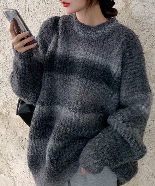 Girly Doll（ガーリードール）の「グラデーションカラーニットセーター（ニット/セーター・レディース・グレー/パープル/ブルー/キャメル/ピンク/オレンジ/ブラウン・F）」の16枚目の写真