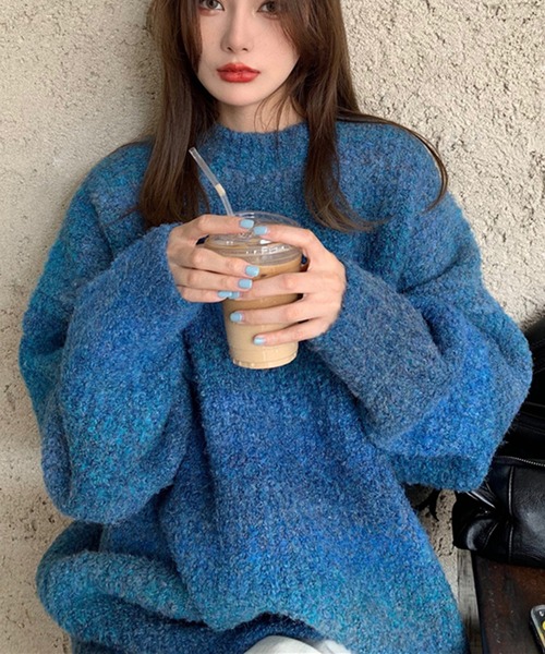 Girly Doll（ガーリードール）の「グラデーションカラーニットセーター（ニット/セーター・レディース・グレー/パープル/ブルー/キャメル/ピンク/オレンジ/ブラウン・F）」の11枚目の写真