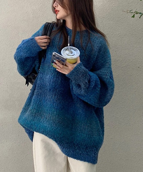 Girly Doll（ガーリードール）の「グラデーションカラーニットセーター（ニット/セーター・レディース・グレー/パープル/ブルー/キャメル/ピンク/オレンジ/ブラウン・F）」の15枚目の写真