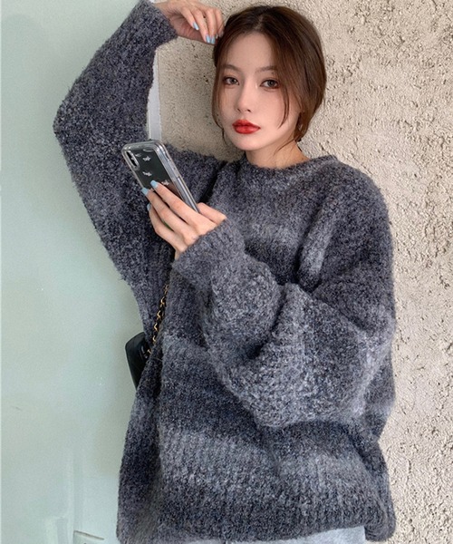 Girly Doll（ガーリードール）の「グラデーションカラーニットセーター（ニット/セーター・レディース・グレー/パープル/ブルー/キャメル/ピンク/オレンジ/ブラウン・F）」の14枚目の写真