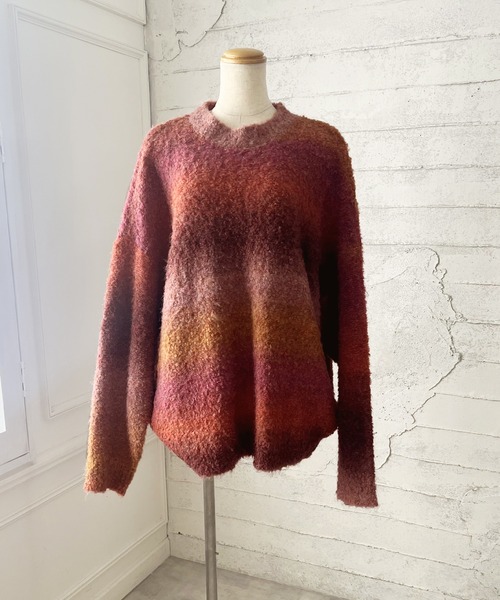 Girly Doll（ガーリードール）の「グラデーションカラーニットセーター（ニット/セーター・レディース・グレー/パープル/ブルー/キャメル/ピンク/オレンジ/ブラウン・F）」の18枚目の写真